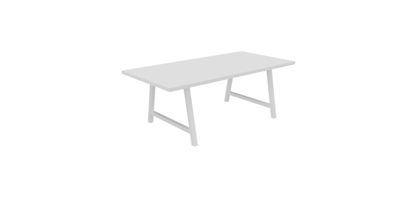 Table de réunion Energy L 200 x P 100 x H 74 cm pied métal blanc