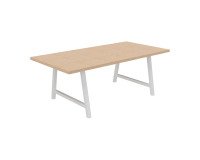 Table de réunion Synergy L 200 x P 100 x H 74 cm pied métal blanc