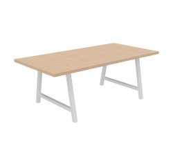 Vergadertafel Synergy L 200 x D 100 x H 74 cm wit metalen onderstel