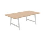 Table de réunion Energy L 200 x P 100 x H 74 cm pied métal blanc