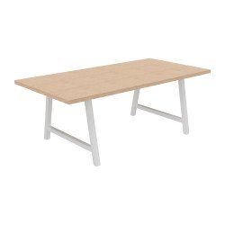 Table de réunion Energy L 200 x P 100 x H 74 cm pied métal blanc
