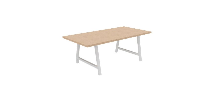 Table de réunion Energy L 200 x P 100 x H 74 cm pied métal blanc