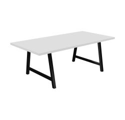 Vergadertafel Synergy L 200 x D 100 x H 74 cm zwarte metalen voet.