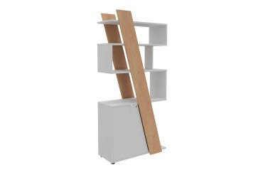 Bibliotheekkast Helyos H 190 x B 90 x D 40 cm lichte eikenhouten afwerking, deur aan de linkerkant