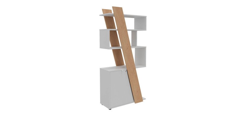Bibliotheekkast Helyos H 190 x B 90 x D 40 cm lichte eikenhouten afwerking, deur aan de linkerkant