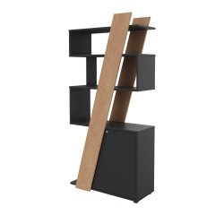 Bibliothèque Isis H 190 x L 90 x P 40 cm bandeau chêne clair porte à droite