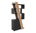 Bibliothèque Helyos H 190 x L 90 x P 40 cm bandeau chêne clair porte à gauche