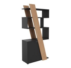 Estantería Helyos Alt 190 x An 90 x Fon 40 cm roble claro puerta izquierda