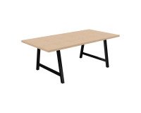 Meeting table Synergy L 200 x W 100 x H 74 cm black metal base.