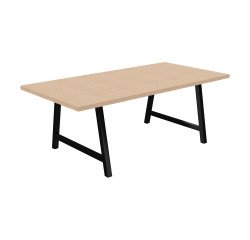 Meeting table Synergy L 200 x W 100 x H 74 cm black metal base.