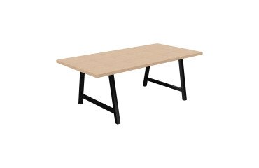 Meeting table Synergy L 200 x W 100 x H 74 cm black metal base.