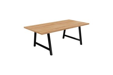 Meeting table Synergy L 200 x W 100 x H 74 cm black metal base.