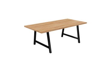Meeting table Synergy L 200 x W 100 x H 74 cm black metal base.