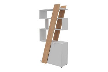 Bibliotheekkast Helyos H 190 x B 90 x D 40 cm lichte eikenhouten afwerking, deur aan de rechterkant