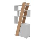 Bibliothèque Helyos H 190 x L 90 x P 40 cm bandeau chêne clair porte à droite