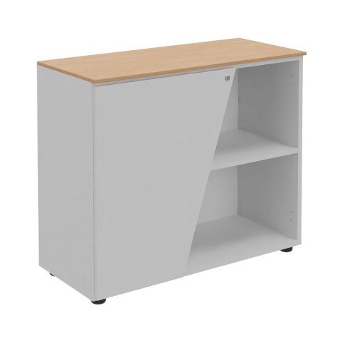 Armario bajo Helyos Alt 76 x An 90 cm roble puerta izquierda blanca