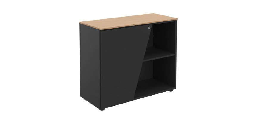 Armoire basse Helyos H 76 x L 90 cm top chêne porte à gauche