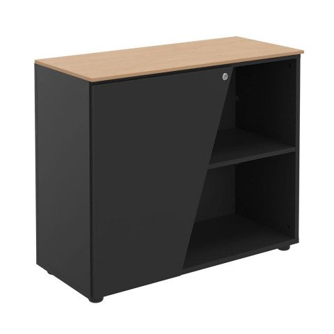 Armario bajo Helyos Alt 76 x An 90 cm roble puerta izquierda carbón