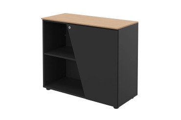 Lage kast Helyos H 76 x B 90 cm eikenhouten top deur rechts