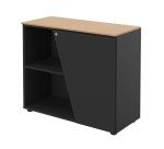 Armoire basse Helyos H 76 x L 90 cm top chêne porte à droite