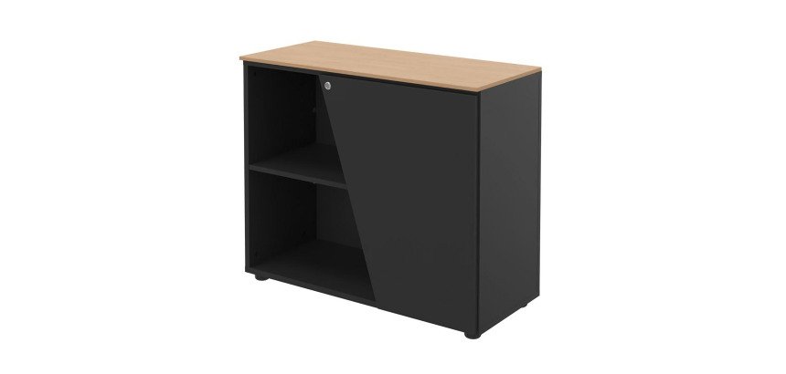 Armoire basse Helyos H 76 x L 90 cm top chêne porte à droite