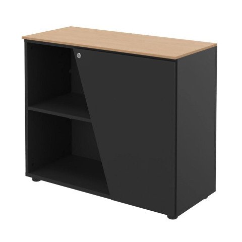 Armario bajo Helyos Alt 76 x An 90 cm roble puerta derecha carbón