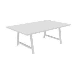 Vergadertafel Synergy L 200 x D 120 x H 74 cm metalen voet wit