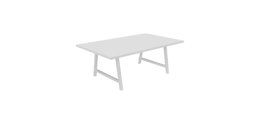 Table de réunion Energy L 200 x P 120 x H 74 cm pied métal blanc