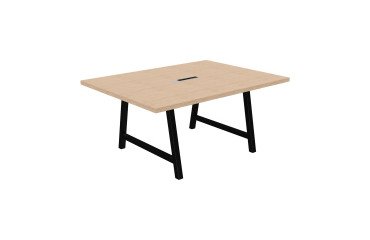 Tisch für Besprechungen Synergy L 160 x B 120 x H 74 cm elektrifiziertes Gestell aus schwarzem Metall.