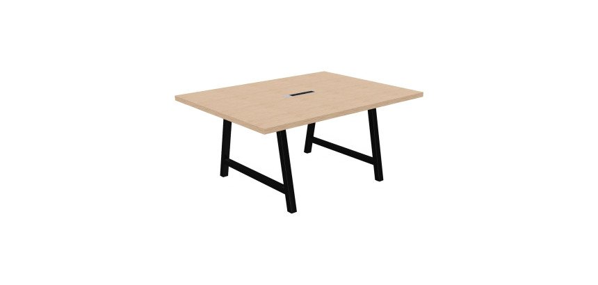 Table de réunion Energy L 160 x P 120 x H 74 cm électrifiée pied métal noir