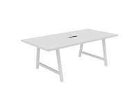 Meeting table Synergy L 200 x W 100 x H 74 cm electrified white metal base