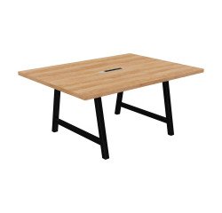 Table de réunion Synergy L 160 x P 120 x H 74 cm électrifiée pied métal noir
