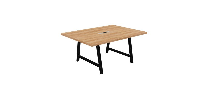 Table de réunion Energy L 160 x P 120 x H 74 cm électrifiée pied métal noir