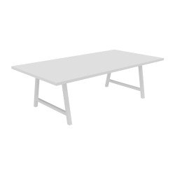 <table> Meeting table Synergy L 240 x D 120 x H 74 cm white metal base </table>