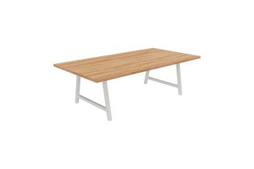 Vergadertafel Synergy L 240 x D 120 x H 74 cm wit metalen onderstel