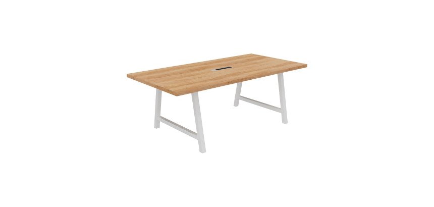 Table de réunion Synergy avec bloc électrique encastré 3 prises AC + 1 USB-A +1 USB-C