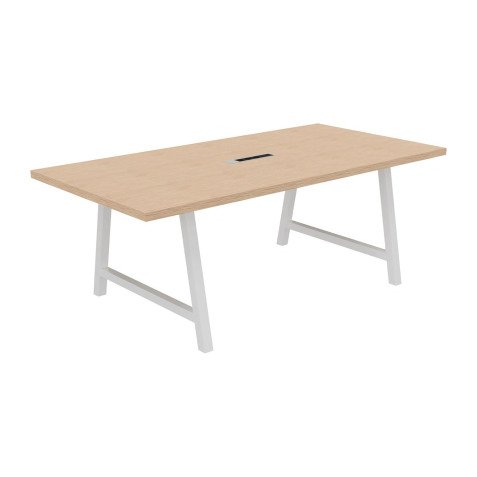 <table>Meeting table Synergy L 200 x W 100 x H 74 cm electrified white metal base</table>