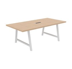 Meeting table Synergy L 200 x W 100 x H 74 cm electrified white metal base