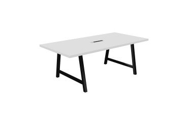 Conference table Synergy L 200 x W 100 x H 74 cm electrified black metal base