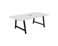 Table de réunion Synergy L 200 x P 100 x H 74 cm électrifiée pied métal noir