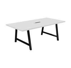 Table de réunion Energy L 200 x P 100 x H 74 cm électrifiée pied métal noir