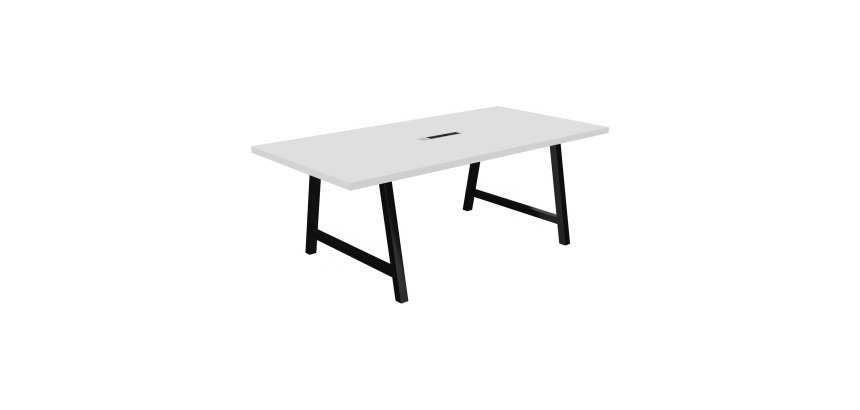 Conference table Synergy L 200 x W 100 x H 74 cm electrified black metal base