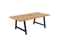 Tisch für Synergie-Meetings L 200 x B 100 x H 74 cm elektrifiziertes schwarzes Metallgestell