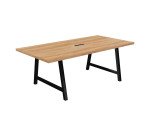 Table de réunion Energy L 200 x P 100 x H 74 cm électrifiée pied métal noir