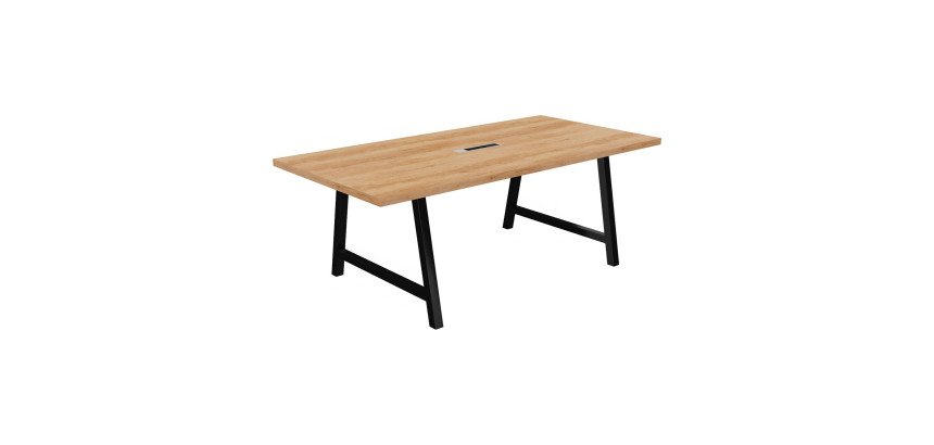 Table de réunion Energy L 200 x P 100 x H 74 cm électrifiée pied métal noir