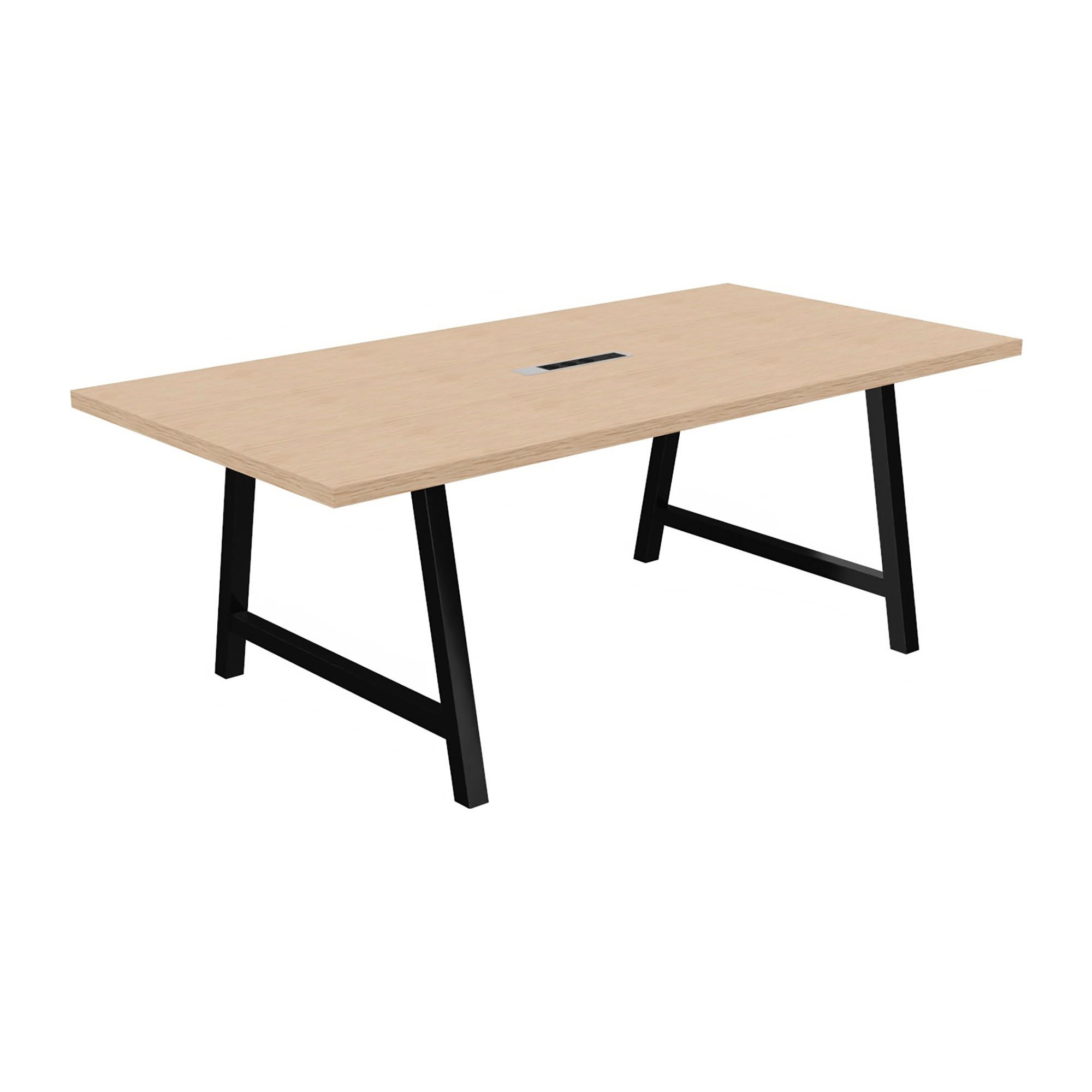 Conference table Synergy L 200 x W 100 x H 74 cm electrified black metal base