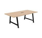 Table de réunion Energy L 200 x P 100 x H 74 cm électrifiée pied métal noir