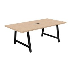 Table de réunion Energy L 200 x P 100 x H 74 cm électrifiée pied métal noir