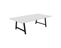 Table de réunion Synergy L 240 x P 120 x H 74 cm pied métal noir plateau blanc