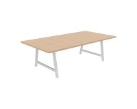 Vergadertafel Synergy L 240 x D 120 x H 74 cm wit metalen onderstel